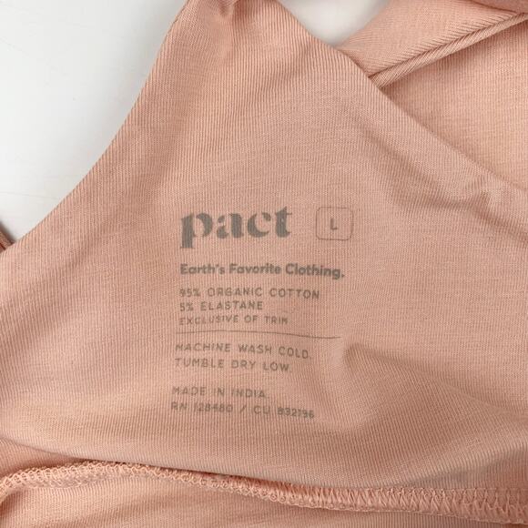 Pact Strappy Scoop Bralette Bra Pink Organic Cotton Wireless Women's L - Picture 5 of 5